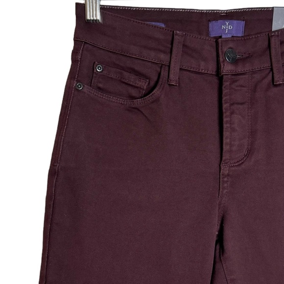 NYDJ Sheri Slim High Rise Straight Leg Stretch Jeans Burgundy Jeans Denim 2 - Picture 8 of 16